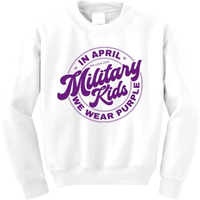 In April We Wear Purple Military Kids Sweatshirt