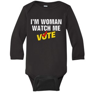 I Am Woman Watch Me Vote Baby Long Sleeve Bodysuit