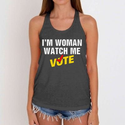 I Am Woman Watch Me Vote Women's Knotted Racerback Tank