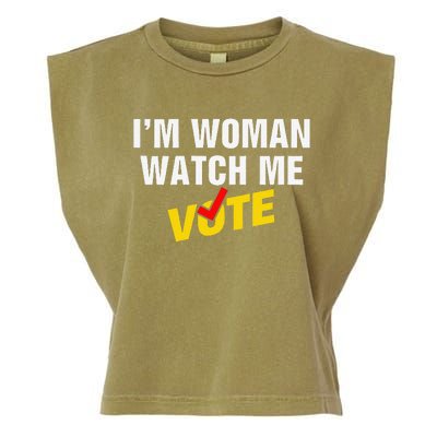 I Am Woman Watch Me Vote Garment-Dyed Women's Muscle Tee