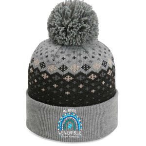 In April We Wear Blue Rainbow Autism Awareness Month The Baniff Cuffed Pom Beanie