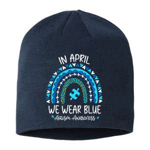 In April We Wear Blue Rainbow Autism Awareness Month Sustainable Beanie