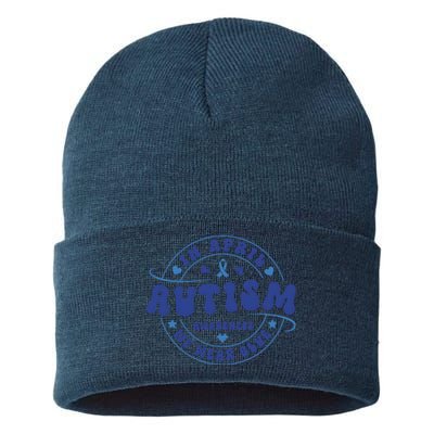 In April We Wear Blue Autism Awareness Month Sustainable Knit Beanie