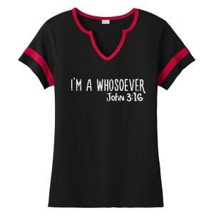 I Am Whosoever John 316 God Jesus Christian Ladies Halftime Notch Neck Tee