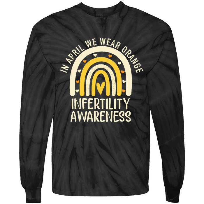 In April We Wear Orange Infertility Awareness Week Ivf Tie-Dye Long Sleeve Shirt