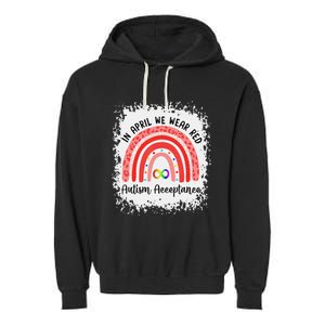 In April Wear Red Instead Autism Acceptance Garment-Dyed Fleece Hoodie