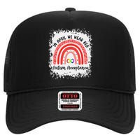 In April Wear Red Instead Autism Acceptance High Crown Mesh Back Trucker Hat