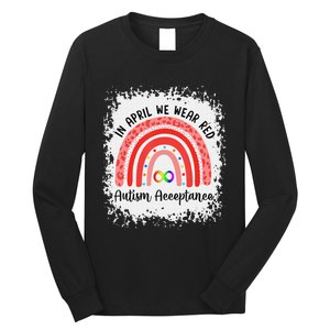 In April Wear Red Instead Autism Acceptance Long Sleeve Shirt