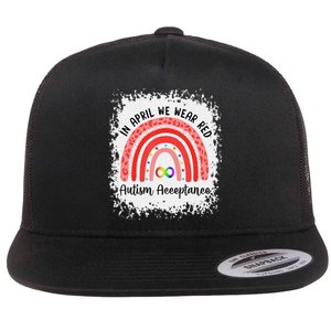 In April Wear Red Instead Autism Acceptance Flat Bill Trucker Hat