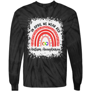 In April Wear Red Instead Autism Acceptance Tie-Dye Long Sleeve Shirt