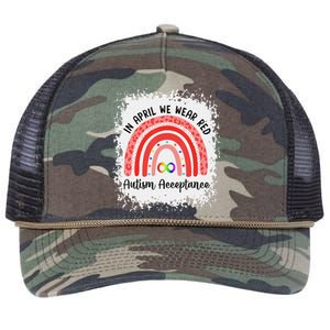 In April Wear Red Instead Autism Acceptance Retro Rope Trucker Hat Cap