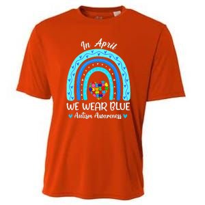 In April We Wear Blue Autism Awareness Month Puzzle Rainbow Cooling Performance Crew T-Shirt