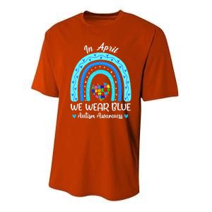 In April We Wear Blue Autism Awareness Month Puzzle Rainbow Performance Sprint T-Shirt