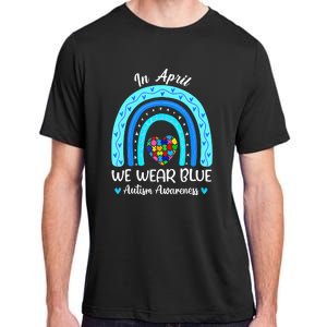 In April We Wear Blue Autism Awareness Month Puzzle Rainbow Adult ChromaSoft Performance T-Shirt