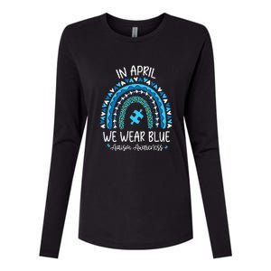 In April We Wear Blue Rainbow Autism Awareness Month Womens Cotton Relaxed Long Sleeve T-Shirt