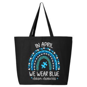 In April We Wear Blue Rainbow Autism Awareness Month 25L Jumbo Tote