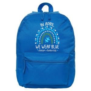 In April We Wear Blue Rainbow Autism Awareness Month 16 in Basic Backpack