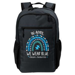 In April We Wear Blue Rainbow Autism Awareness Month Daily Commute Backpack