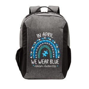 In April We Wear Blue Rainbow Autism Awareness Month Vector Backpack