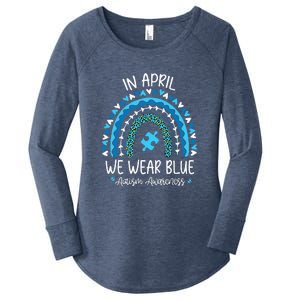 In April We Wear Blue Rainbow Autism Awareness Month Women's Perfect Tri Tunic Long Sleeve Shirt