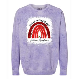 In April We Wear Red Autism Acceptance Colorblast Crewneck Sweatshirt