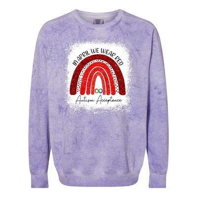 In April We Wear Red Autism Acceptance Colorblast Crewneck Sweatshirt