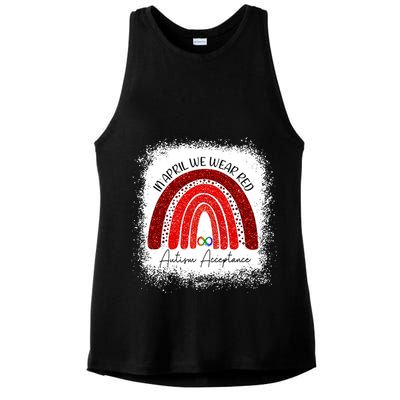 In April We Wear Red Autism Acceptance Ladies PosiCharge Tri-Blend Wicking Tank