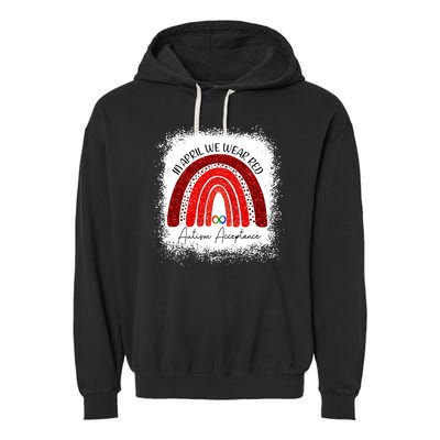 In April We Wear Red Autism Acceptance Garment-Dyed Fleece Hoodie