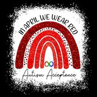 In April We Wear Red Autism Acceptance Drawstring Bag