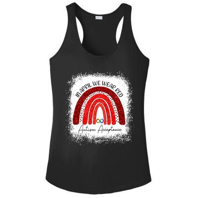 In April We Wear Red Autism Acceptance Ladies PosiCharge Competitor Racerback Tank