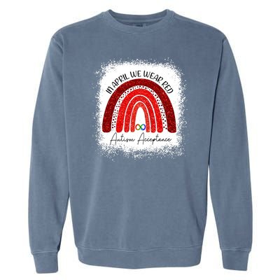 In April We Wear Red Autism Acceptance Garment-Dyed Sweatshirt