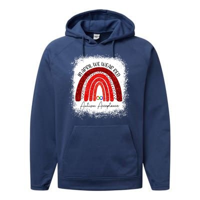 In April We Wear Red Autism Acceptance Performance Fleece Hoodie