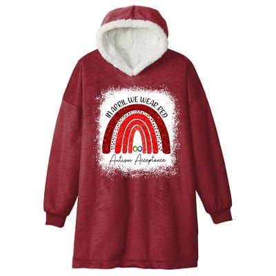 In April We Wear Red Autism Acceptance Hooded Wearable Blanket