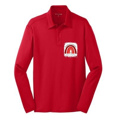 In April We Wear Red Autism Acceptance Silk Touch Performance Long Sleeve Polo