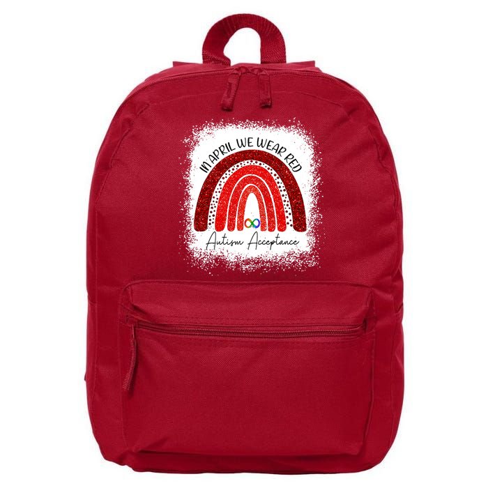 In April We Wear Red Autism Acceptance 16 in Basic Backpack
