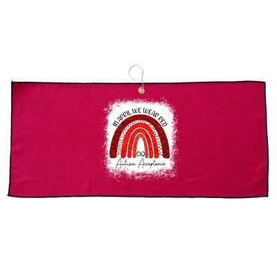 In April We Wear Red Autism Acceptance Large Microfiber Waffle Golf Towel