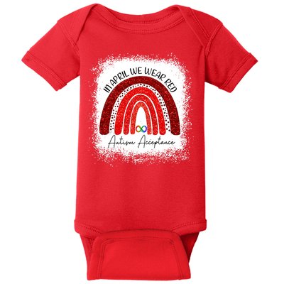 In April We Wear Red Autism Acceptance Baby Bodysuit