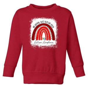 In April We Wear Red Autism Acceptance Toddler Sweatshirt