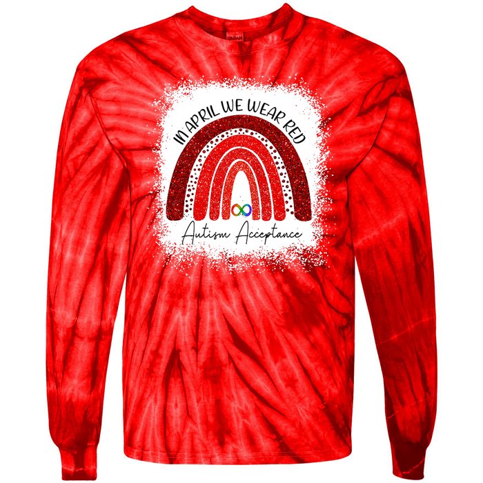 In April We Wear Red Autism Acceptance Tie-Dye Long Sleeve Shirt