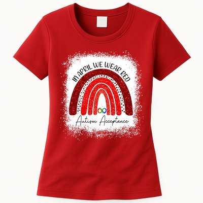 In April We Wear Red Autism Acceptance Womens T-Shirt