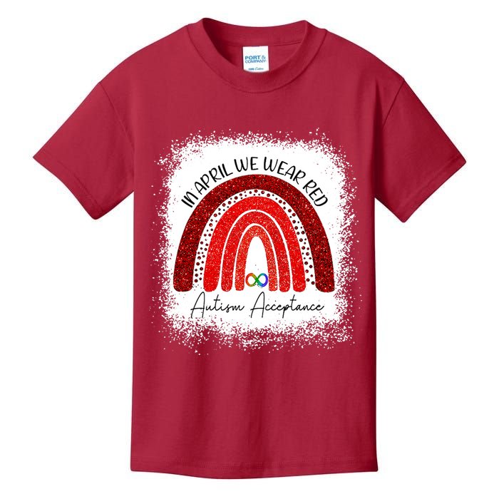 In April We Wear Red Autism Acceptance Kids T-Shirt