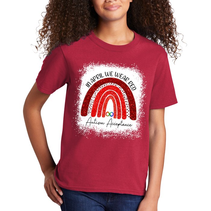 In April We Wear Red Autism Acceptance Kids T-Shirt
