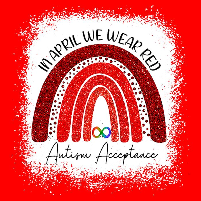 In April We Wear Red Autism Acceptance Kids T-Shirt