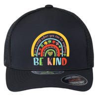 In A World Where You Can Be Anything Be Kind Autism Gift Flexfit Unipanel Trucker Cap