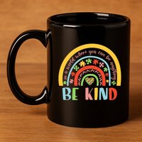 In A World Where You Can Be Anything Be Kind Autism Gift 11oz C Handle Ceramic Mug