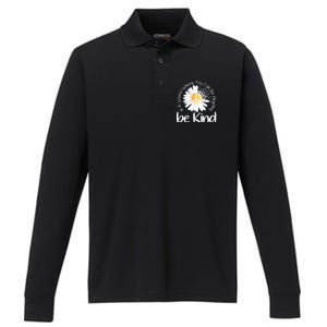 In A World Where You Can Be Anything Be Kind Peace Sign Gift Performance Long Sleeve Polo