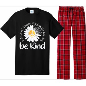 In A World Where You Can Be Anything Be Kind Peace Sign Gift Pajama Set