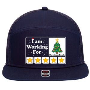 I Am Working For Christmas Break 5 Stars Xmas Tree 7 Panel Mesh Trucker Snapback Hat