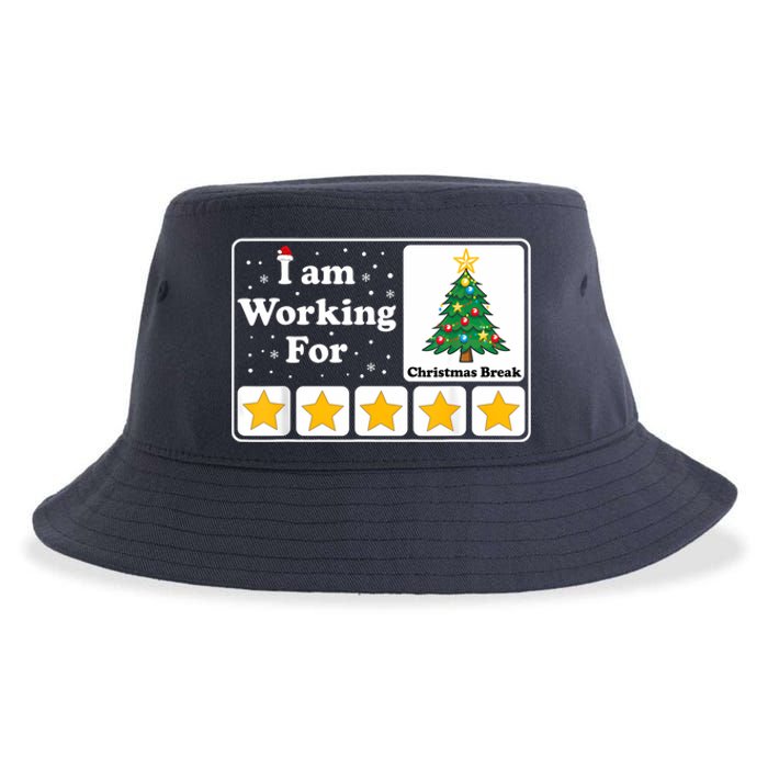 I Am Working For Christmas Break 5 Stars Xmas Tree Sustainable Bucket Hat