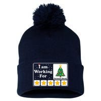 I Am Working For Christmas Break 5 Stars Xmas Tree Pom Pom 12in Knit Beanie